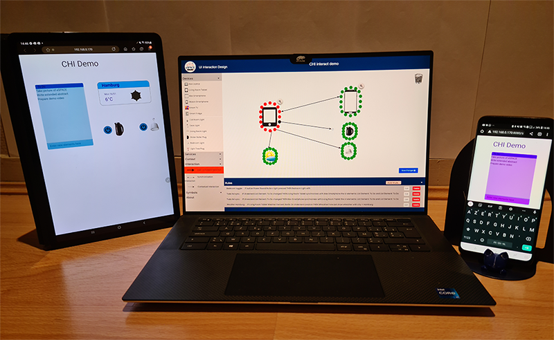 eSPACE demo with a smartphone, laptop and tablet GUI created using the eSPACE tool
